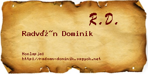Radván Dominik névjegykártya